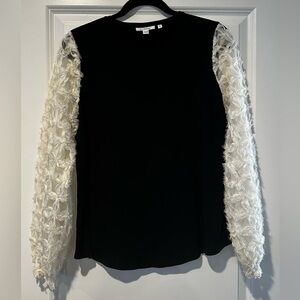 Chico's Black Blouse with Cream Textured Sleeves - like new.  Only wore 2x